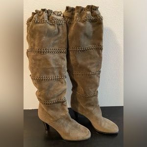 Coach Jae Boots Brown Suede Leather Knee High Slouchy Italy Made Women’s Size 8‎